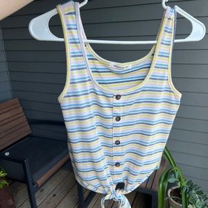 Colorful stripe tie front tank top